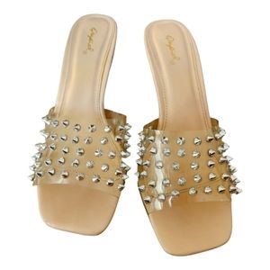 Qupid Cream Spiked Heels